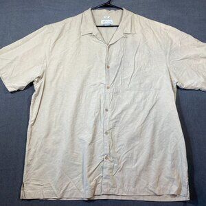 IL Migliore Beige Short Sleeve Button-Up Shirt Silk Lightweight Mens Size 3XL